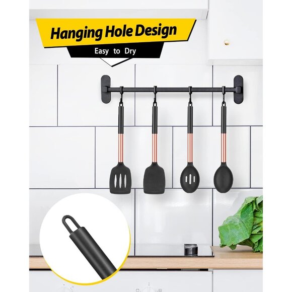 Pack of 4 Non Stick Large Solid Spatulas Heat Resistant Slotted SpoonsTurners - Picture 7 of 9